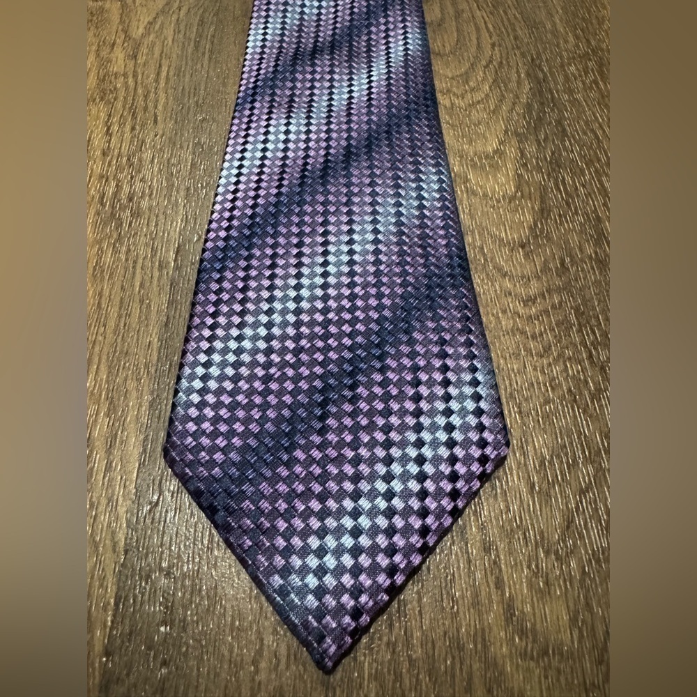 Bruno Marchesi 100% Silk Tie Hand Made Iridescent Purple Geometric - Picture 2 of 8